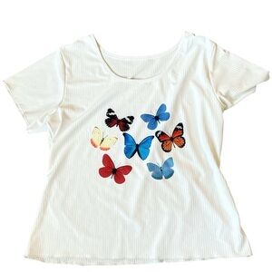 Y2K Butterfly ribbed Boutique top size XL NWOT